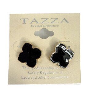 Tazza Black Enamel Clover Earring